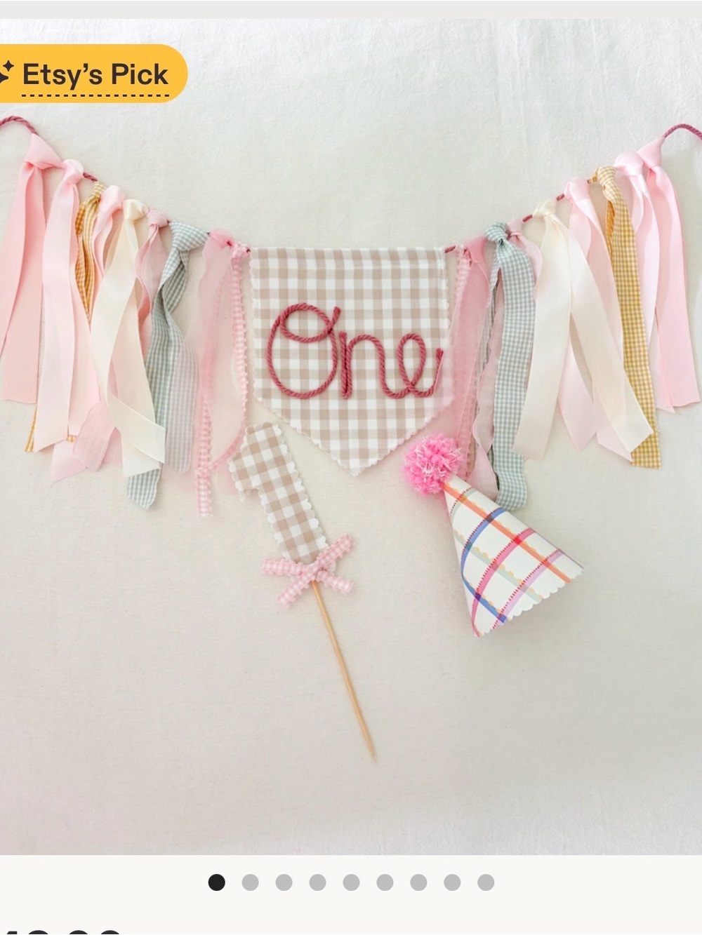 Pink 'One' First Birthday Fabric Banner Garland for Party Decor